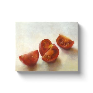 Tomato Oil Painting Canvas Print for Farmhouse Kitchen Wall Art Decor, 8x10 to 12x16, 1 inch deep. Realistic Fresh Salad Vegetable Artwork