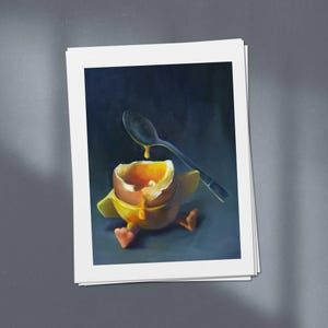 Funny Egg Art Print, Kitchen Wall Decor (4x6 to 11x14 inch). Quirky Dark Humor Gift. Weird Breakfast Artwork