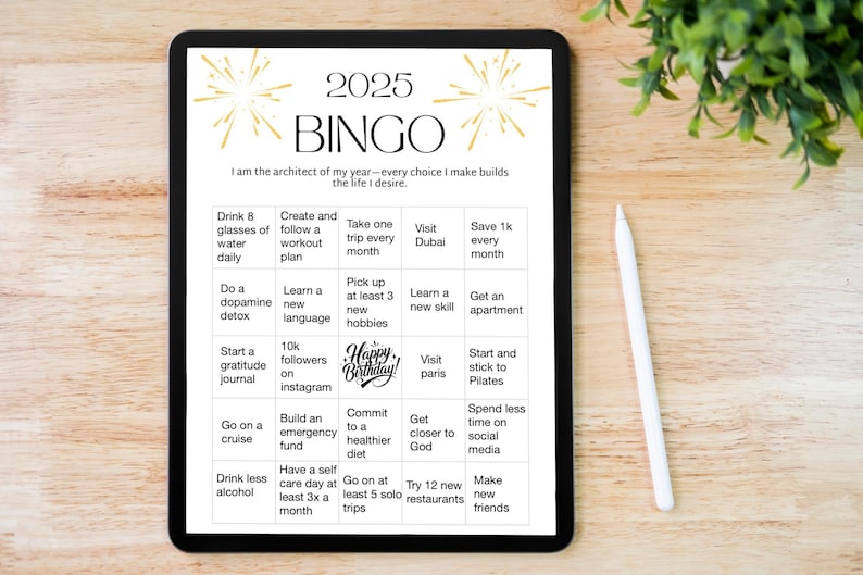 2025 Yearly Goals Bingo. New Year Resolution Bingo Card the Ultimate 2025 Goal Tracker & Vision