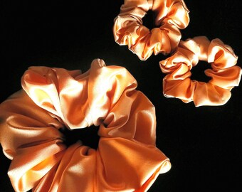 All-Out Orange Scrunchie Set | variety pack of multi-sized satin hair ties, available in additional colors upon request