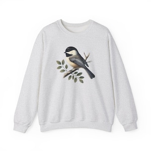 Chickadee Crewneck Sweatshirt - Cozy Sweatshirt for Bird Lovers, Gift for Nature Lovers, Casual Wear, Fall Fashion, Eco-Friendly