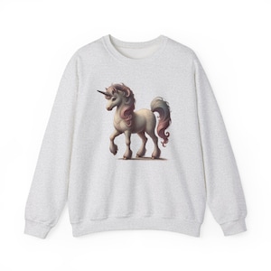 Sudadera con cuello redondo y diseño de unicornio majestuoso para amantes de la diversión, sudadera gráfica para niños, regalo de cumpleaños perfecto, ropa acogedora para el invierno
