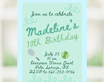 Tennis Birthday Party Invitation | Printable Tennis Invitation | Digital Download | Birthday Party | Instant Download
