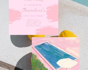 Pool Party Birthday Invitation Digital | Customizable Summer Birthday Invite | Printable Pool Party Invite