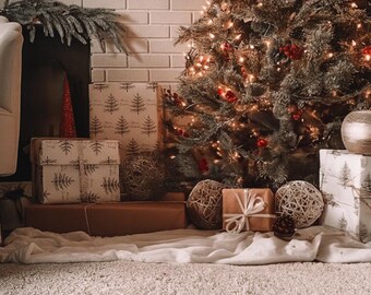 Weihnachts-Fotohintergrund Rosa, 2,1 X 1,5 M – Mit Kamin, Geschenken & Schnee Für Studio Oder Party