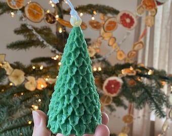Handmade Pillar Candles | Natural Lightly Scented Soy Blend Christmas Tree Candles