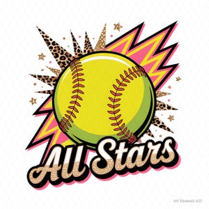 All Stars Softball Png Design, Softball Team Sublimation Png, Sport Png, Girls Softball png, Game day png, Softball PNG