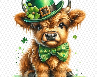 Cute St. Patrick's Day Highland Cow-Calf png
