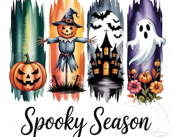 Spooky Season Brushstroke Design PNG, Halloween Shirt Design, Halloween Brushstroke Sublimation, Trendy Halloween PNG, Digital Download