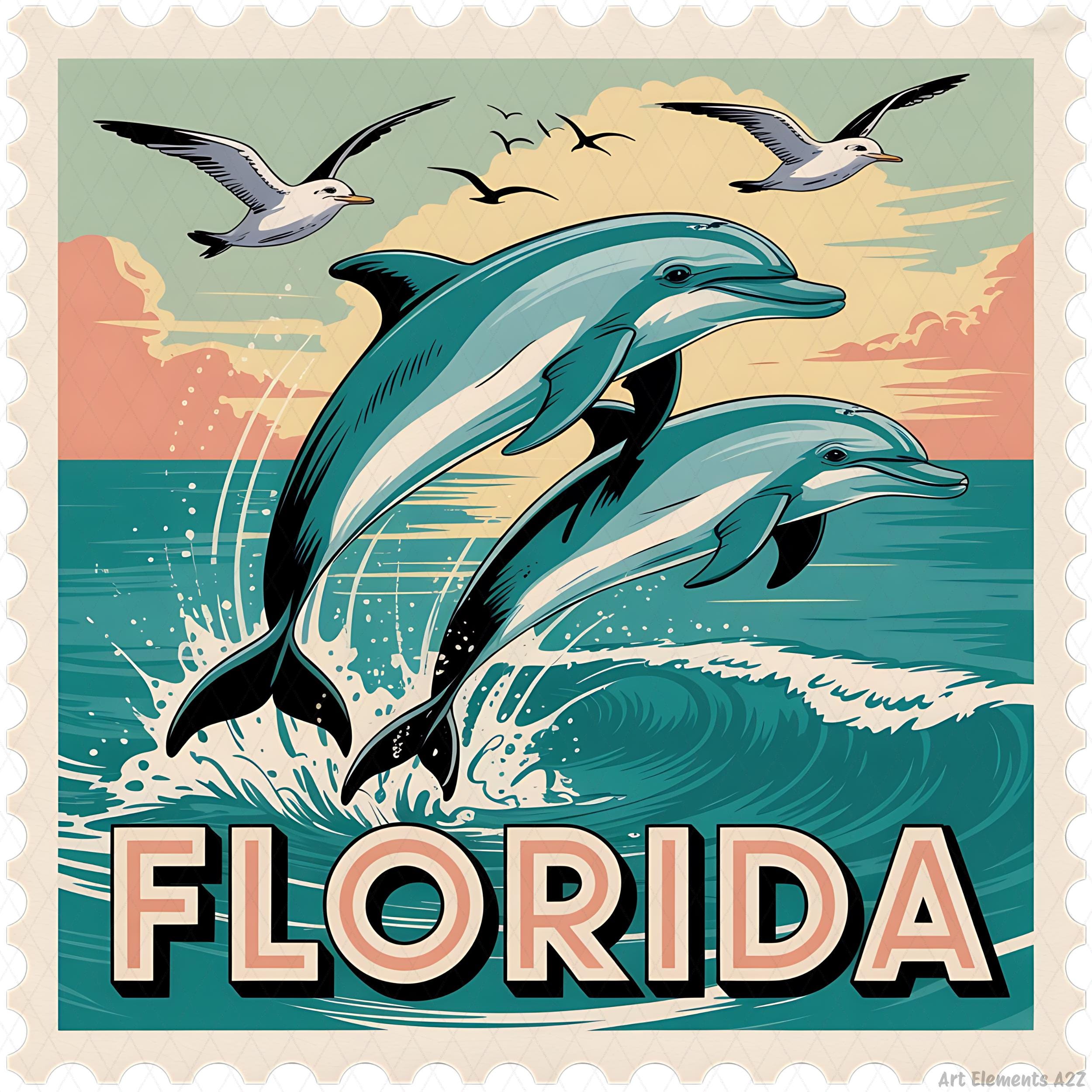 Florida Stamp State PNG, Vintage Stamp Sublimation Design, USA  display picture 1
