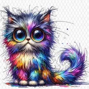 Frazzled Cat - Funny Quirky Cat Clipart, Cute Cat, Quirky Frazzled Cat, Funny Cat Mom PNG