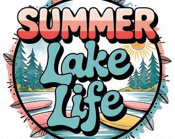 Sommer See Leben PNG Design, Frühling im Freien Sublimation Digital Download, trendige Sommer See Camping Digital Design, Sofort Download