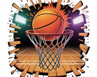 Basketball Hoop Slam Dunk PNG, Sports Game Sublimation Design, Athletic PNG for Shirts, Basketball Lover, Digital Download