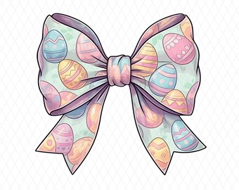 Easter Bow decorated with eggs PNG, Cute Easter design, Easter T-shirt png, transparent png, digital download