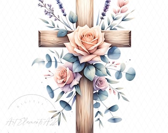 Floral Cross PNG, Christian PNG, Floral Religious PNG, Christian Shirt Design, Christian Decor, Religious Sublimation png, Digital Download