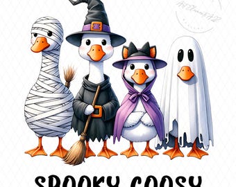 Gruselige Gans PNG, lustige Halloweengans Png, Gans im Halloween-Kostüme Sublimationsdesign, niedlicher Horror Png, gruselige Goosy digitaler Download