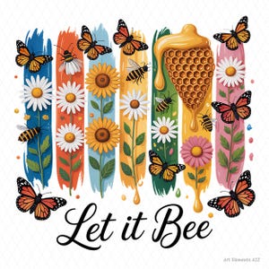 Let it Bee png, hoge kwaliteit transparante png, penseelstreekontwerp, bijenliefhebber, afdrukbaar, persoonlijk en commercieel gebruik, digitale download