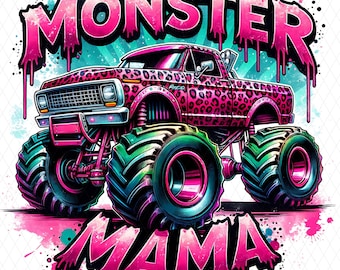 Mamá de Monster Truck (Png), Diseño de camiseta de mamá de Monster Truck, Divertido camión monstruo (Png), Mamá divertida, Descarga digital del Día de la Madre