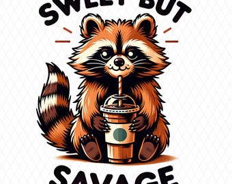 Sweet but Savage Raccoon PNG, cute raccoon, funny raccoon, transparent, digital download