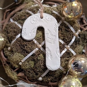 Retro klassiek kerstmotief handgemaakt ornament van klei, rietvorm, boerderijdecor, rustieke kerst