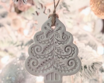 Handmade Clay Christmas Ornament, Scandinavian Tree Rustic Holiday Decor, Minimalist Christmas Tree, Farmhouse Home, Scandinavian Style