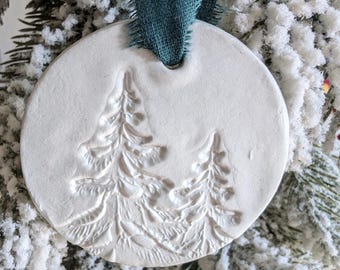 Handmade Clay Christmas Tree Ornament, Rustic Holiday, Boho Decor, Scandinavian style, Minimalist tree decor, Farmhouse Christmas