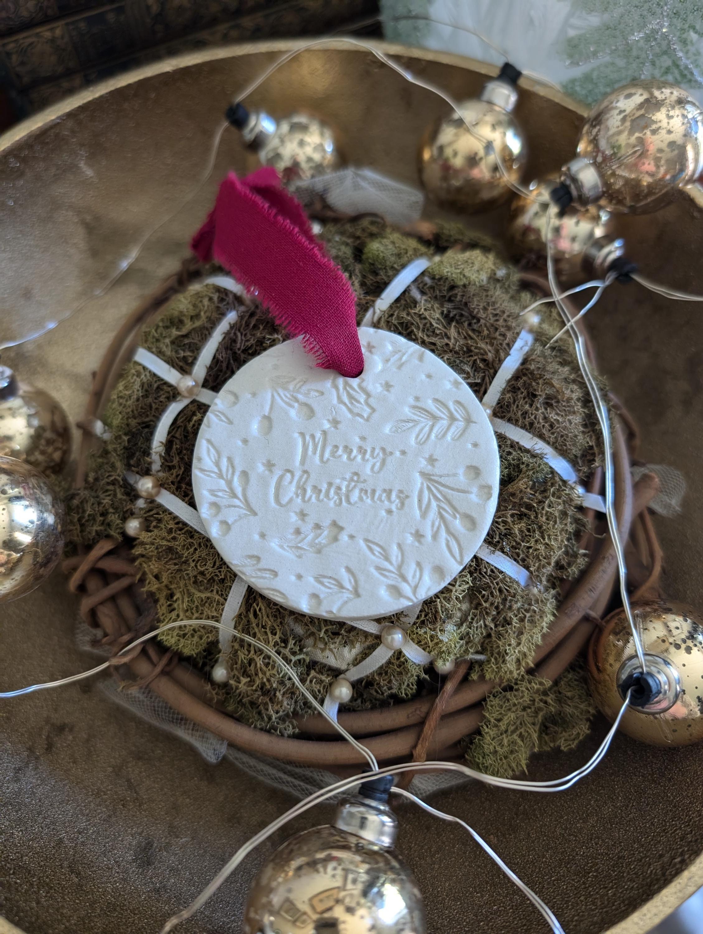 Handmade Clay Christmas Tree Ornament, Rustic Home, Boho Decor, Christmas Decoration, Festive Design, White Clay, Scandinavian Style
