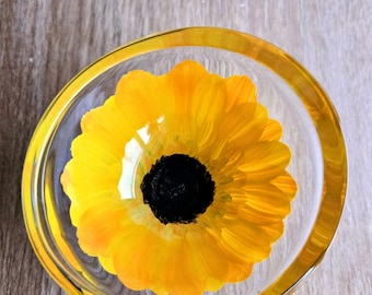 Hand Painted Floral Ice Cream Sundae Dish, Sunflower