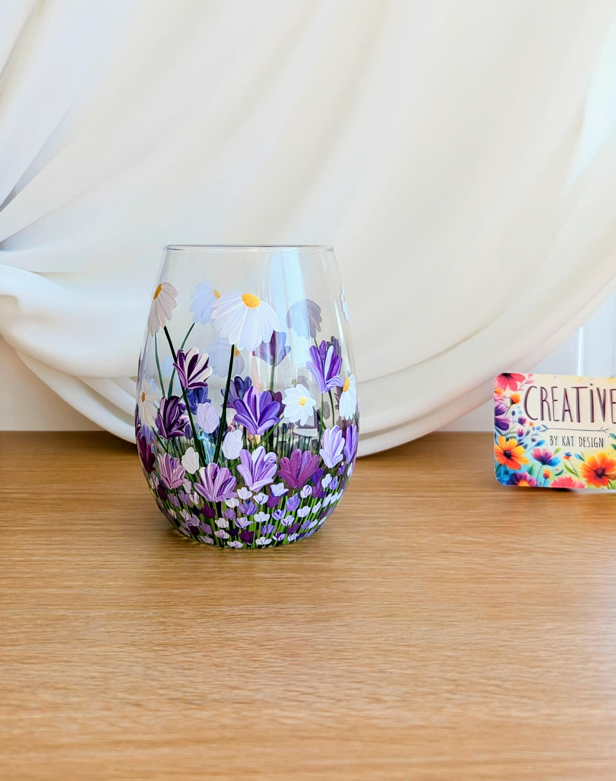 Flower painted wine glass - Etsy 日本
