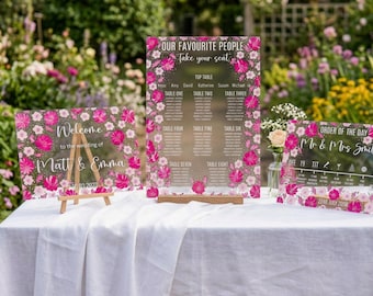 Custom Wedding Sign Bundle, Personalised Hand Painted Floral Signs, Essential Sign Package, Event Decor
