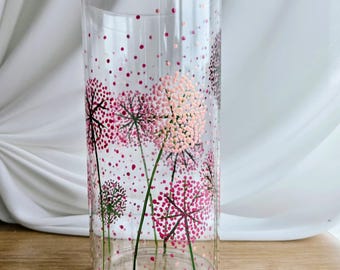 Hand Painted Vase: Dandelions