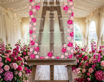 Custom Wedding Seating Plan, Personalised Hand Painted Floral Table plan, , Event Decor