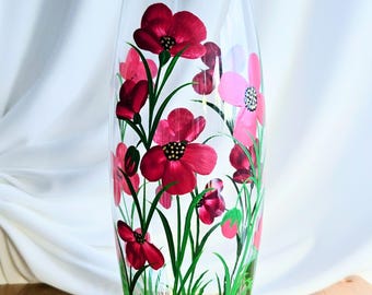 Hand Painted Vase: Poppy, Floral Art