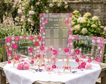 Custom Hand Painted Floral Wedding Signs Bundle, Acrylic Event Decor