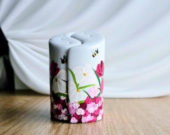 Hand Painted Floral Salt and Pepper Shakers, Ying & Yang
