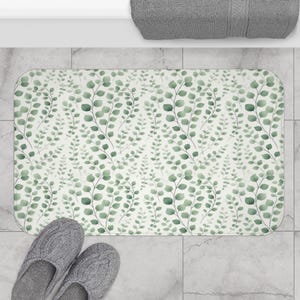 Botanical Rain Bath Mat, Sage Green Leaf , Relaxing Home Decor, Bathroom Accent, Eco-Friendly Mat, Nature Inspired Gift, Spa Vibe Accessory