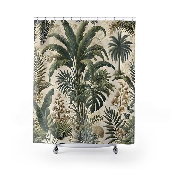Tropical Paradise Shower Curtain - Boho Bathroom Decor, Jungle Vibes, Nature-Themed Gift, Summer Bathroom Accessory, Eco-Friendly Design