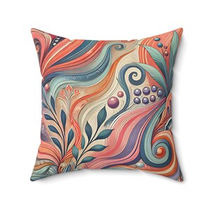 Abstract Floral Design, Colorful Style Throw Pillow, Decorative Cushion, Home Decor Accent, Sofa Pillow, Unique Gift