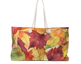 Weekendtas met aquarelbladeren herfst | Fall Leaf-reistas, boodschappentas, dagelijkse handtas