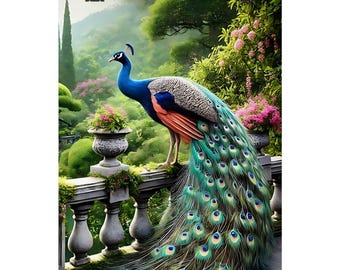 Peacock Art Home Decor, Vibrant Matte Vertical Posters - Wall Art, Nature Lover Gifts, Living Room Decor, Unique Art Prints, Bird Lovers