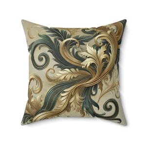 Baroque Style Throw Pillow, 18 x 18 & 20 x 20, Elegant Ornate Cushion, Luxury Home Décor Accent