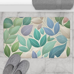 Botanical Leaf Bath Mat - Nature-Inspired Home Decor, Eco-Friendly Bathroom Accessory, Gift for Housewarming, Spa Vibes, Greenery Lovers