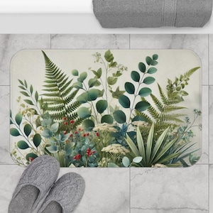 Botanical Bliss Bath Mat - Floral Home Decor, Bathroom Accessory, Nature-Inspired Gift, Eco-Friendly Mat, Greenery Decor