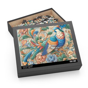 Colorful Floral Bird Puzzle, 120/252/500-Piece Jigsaw, Nature Art, Perfect Gift for Bird Lovers, Mindfulness Activity, Home Decor, Family