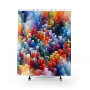 Colorful Block Shower Curtain - Modern Bathroom Decor, Abstract Design, Unique Home Accent, Vibrant Bath Curtain, Multicolor Decor