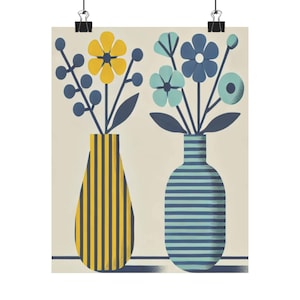 Impresiones artísticas de jarrones con flores botánicas, decoración moderna de pared con flores, decoración vintage para el hogar, regalo para amantes de las plantas, póster minimalista.