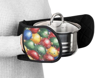 Kleurrijke kerstversiering Ovenwanten | Pannenlap voor vakantiekeuken, keukenaccessoires