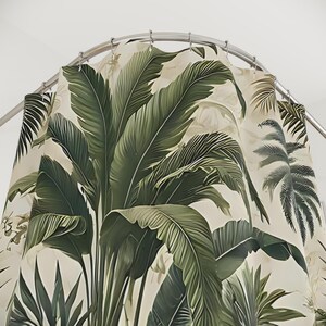 Tropical Paradise Shower Curtain - Boho Bathroom Decor, Jungle Vibes, Nature-Themed Gift, Summer Bathroom Accessory, Eco-Friendly Design image 2