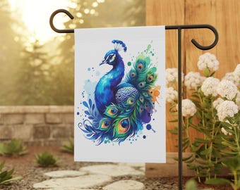 Pfau Garten Banner, bunte Outdoor Flagge für Wohnkultur, Frühlingsdekor, Pfau Kunst, Yard Schild, Gartenflagge