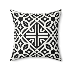 Modern Black and White Throw Pillow, 18 x 18 & 20 x 20, Geometric Decorative Accent Pillow for Living Room or Bedroom